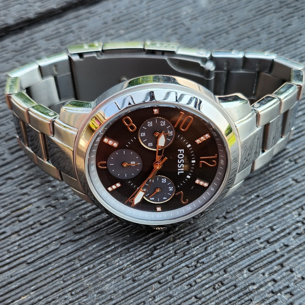 Fossil Stainless Steel Silver and Black Watch